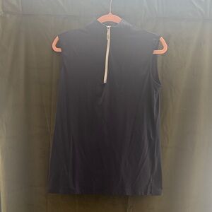 The Tailored Sportsman Navy Sleeveless Zip Mock Golf Top